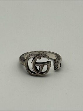 Gucci Sterling Silver Ring GG Marmont Key Size 7